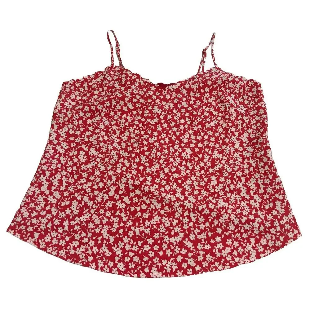 J.Crew Floral Print Scalloped Cami Tank Top Cottage Prairie Girly Women's Size 6